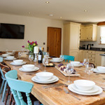 large dining table in the kitchen